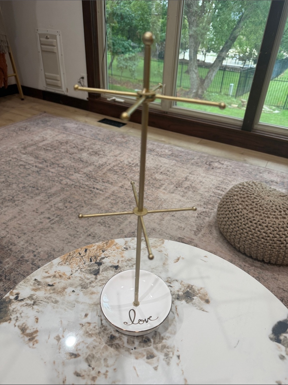 Gold Jewelry Stand with White 'Love' Dish - Home Accents